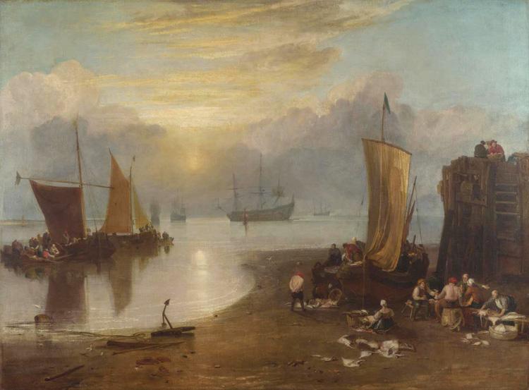 Joseph Mallord William Turner Sun rising tyhrough vapour:Fishermen cleaning and selling  fish  (mk31) Sweden oil painting art